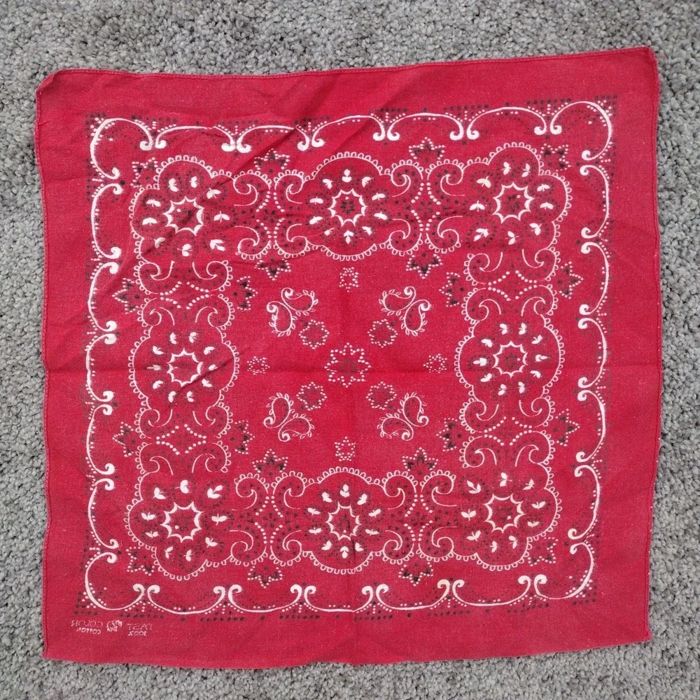 Vtg 50s 60s Elephant Trunk Up Bandana Indigo Red Selvedge Cotton Workwear #1844
